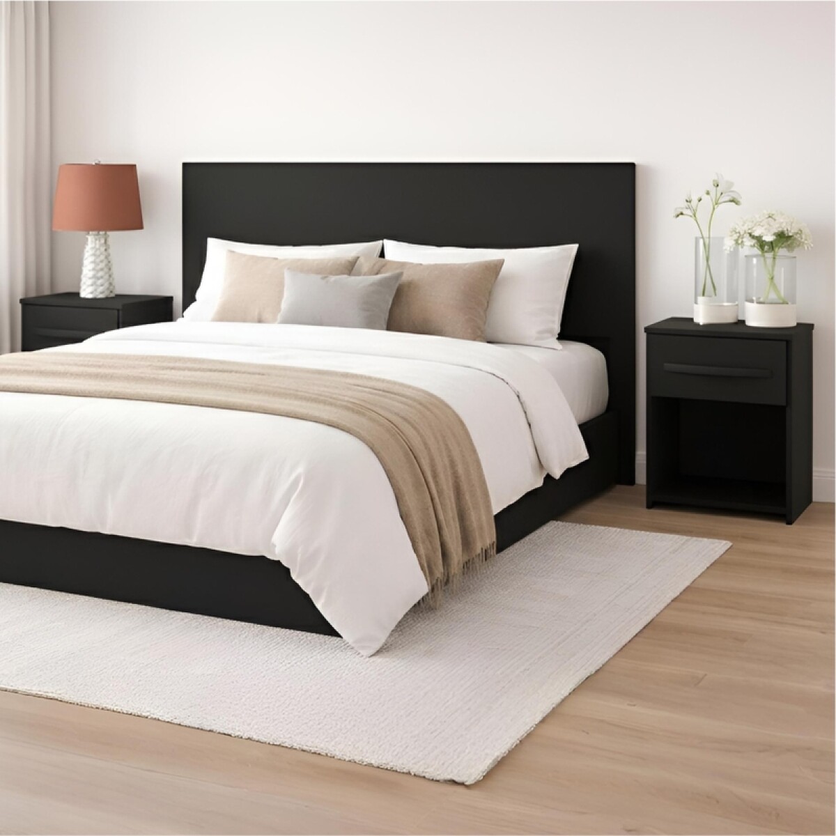 Respaldo de Sommier C/ 2 Mesas de Luz - MDP - NERO 