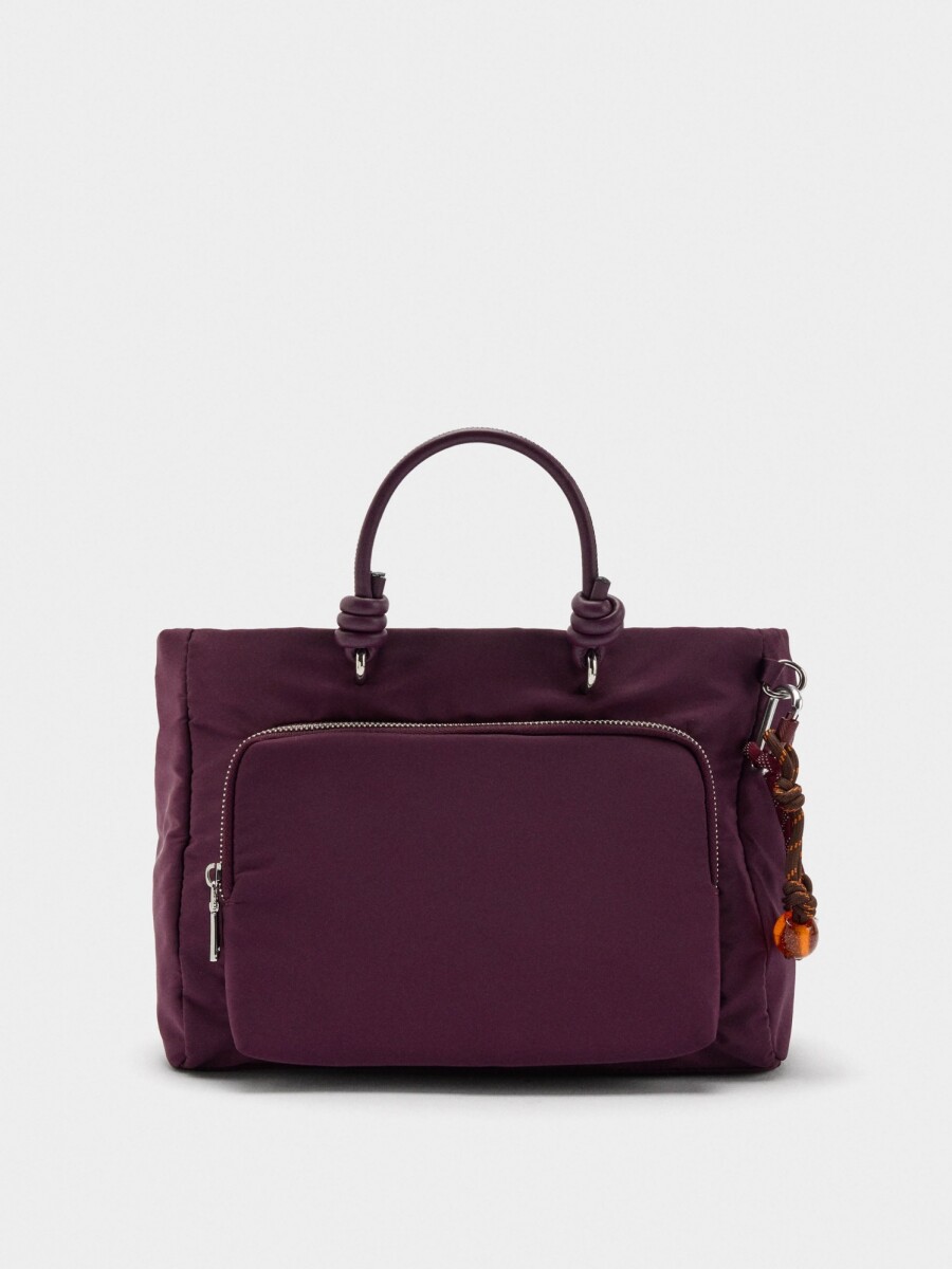 Bolso Tote De Nylon Con Colgante M burdeos