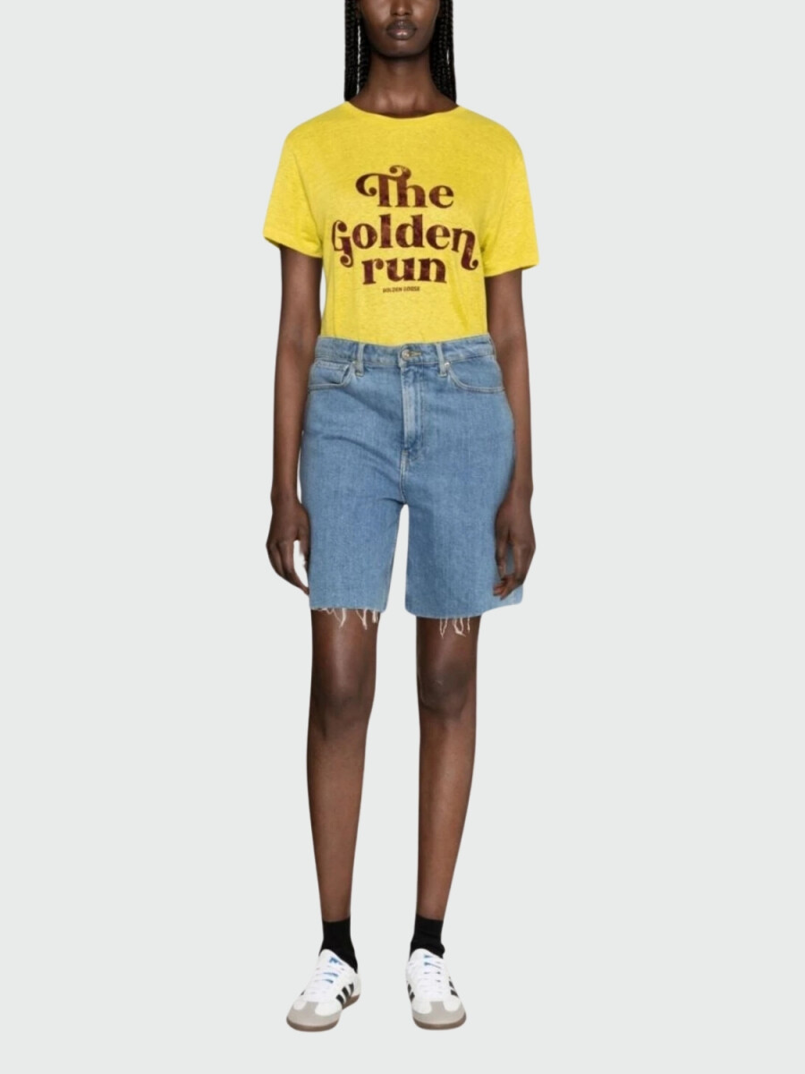 Golden Goose-Remera de lino estampada, Golden Goose - Amarillo 