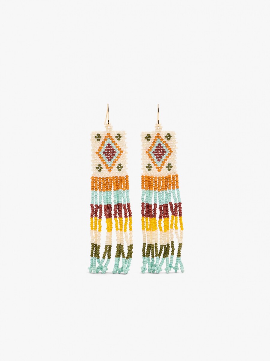 Pendientes Largos Con Cuentas multicolor