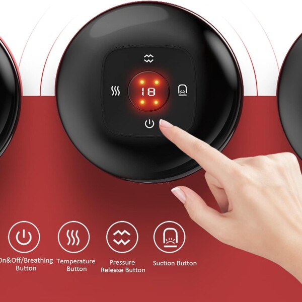 Masajeador Eléctrico Ventosa Vacío Recargable Terapeutico Color Rojo
