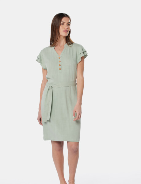 VESTIDO DE LINO Verde