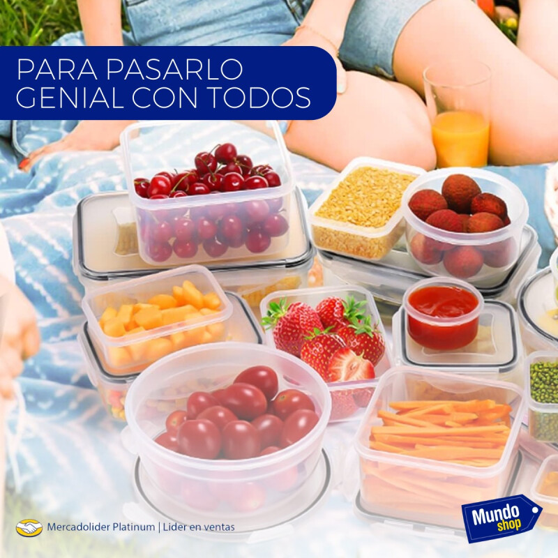 Set 12 Recipientes Tarros Hermeticos Con Tapa Plastico Blanco