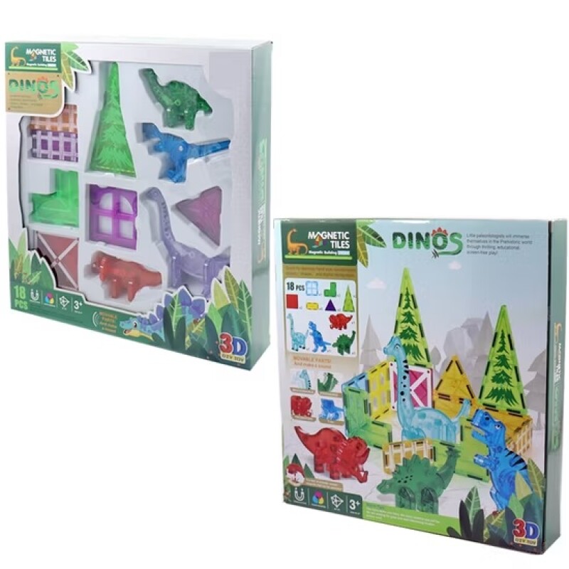 18 piezas de bloques de construcción magnéticos para niños y niñas, con forma de dinosaurios 18 piezas de bloques de construcción magnéticos para niños y niñas, con forma de dinosaurios