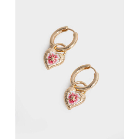 Aros Argolla Con Dije Corazón Dorado