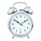 Reloj Despertador Clásico grande Plateado Y Blanco