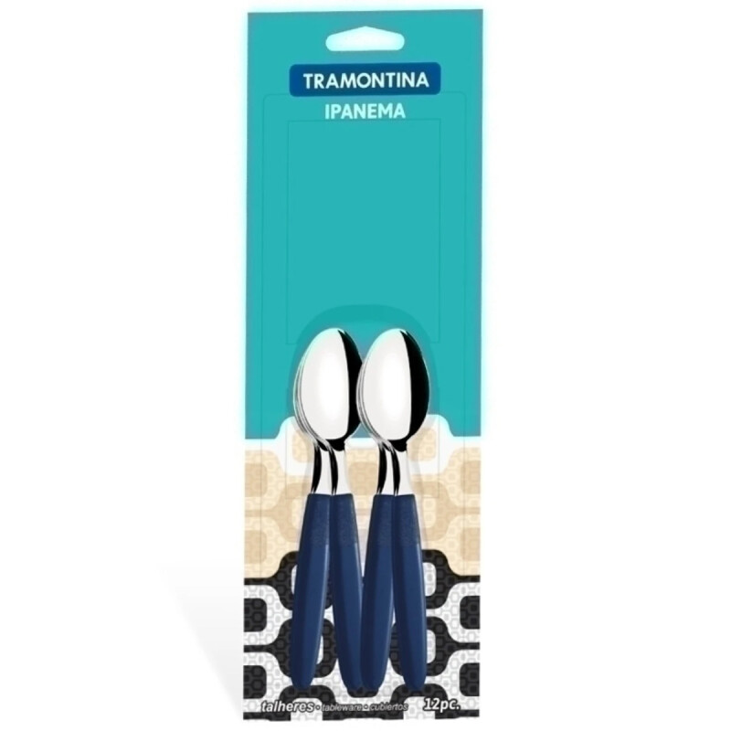 CUCHARA DE TÉ CON MANGO AZUL TRAMONTINA IPANEMA 12 PZS CUCHARA DE TÉ CON MANGO AZUL TRAMONTINA IPANEMA 12 PZS