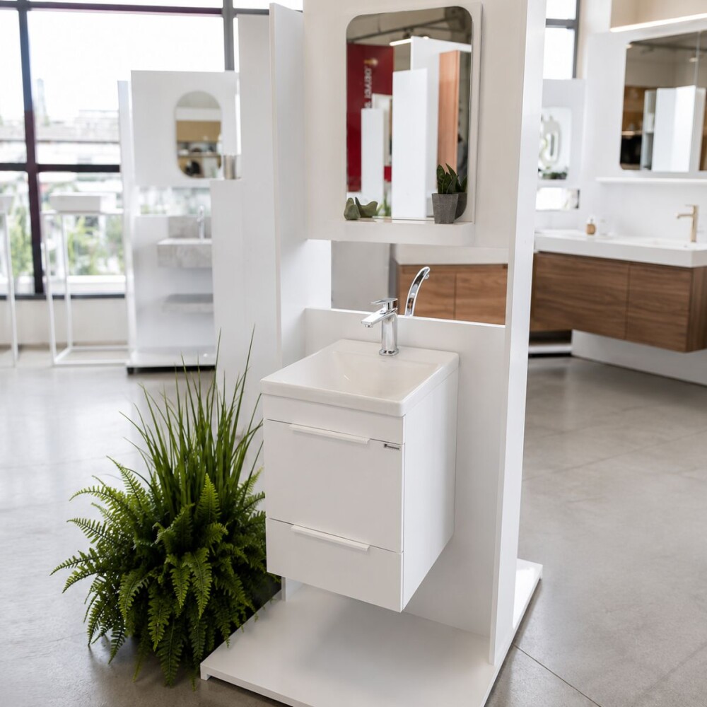 Mueble de baño suspendido Trevo Blanco 41 cm con espejo Mueble De Baño Suspendido Trevo Blanco 41 Cm Con Espejo