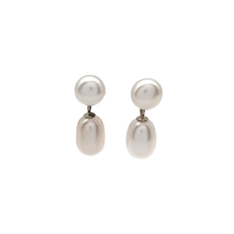 Caravanas Doble Perlas españolas-Plata 925-Con Perla-CA3251 Conperla