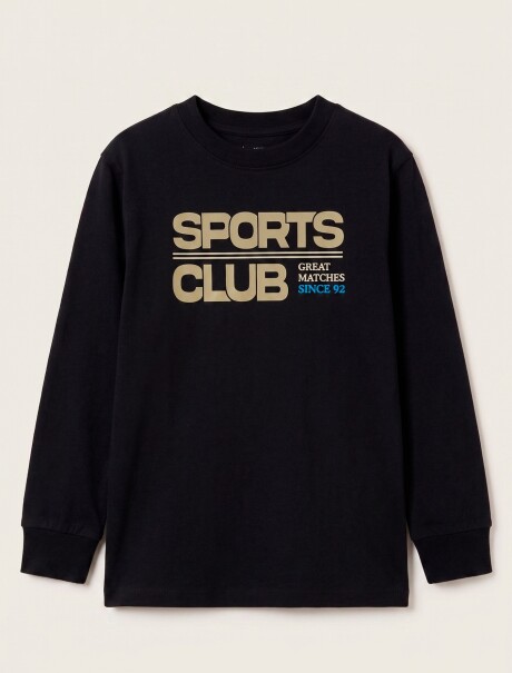 CAMISETA MANGA LARGA INFANTIL CON ESTAMPA NEGRO