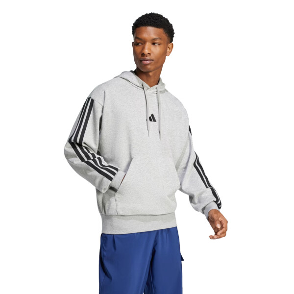 ESSENTIALS 3 STRIPES FRENCH FLEECE HOODIE - ADIDAS GRIS
