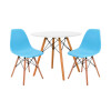 Juego de comedor Con Mesa Circular de 80cm + 2 Sillas Eames Azul
