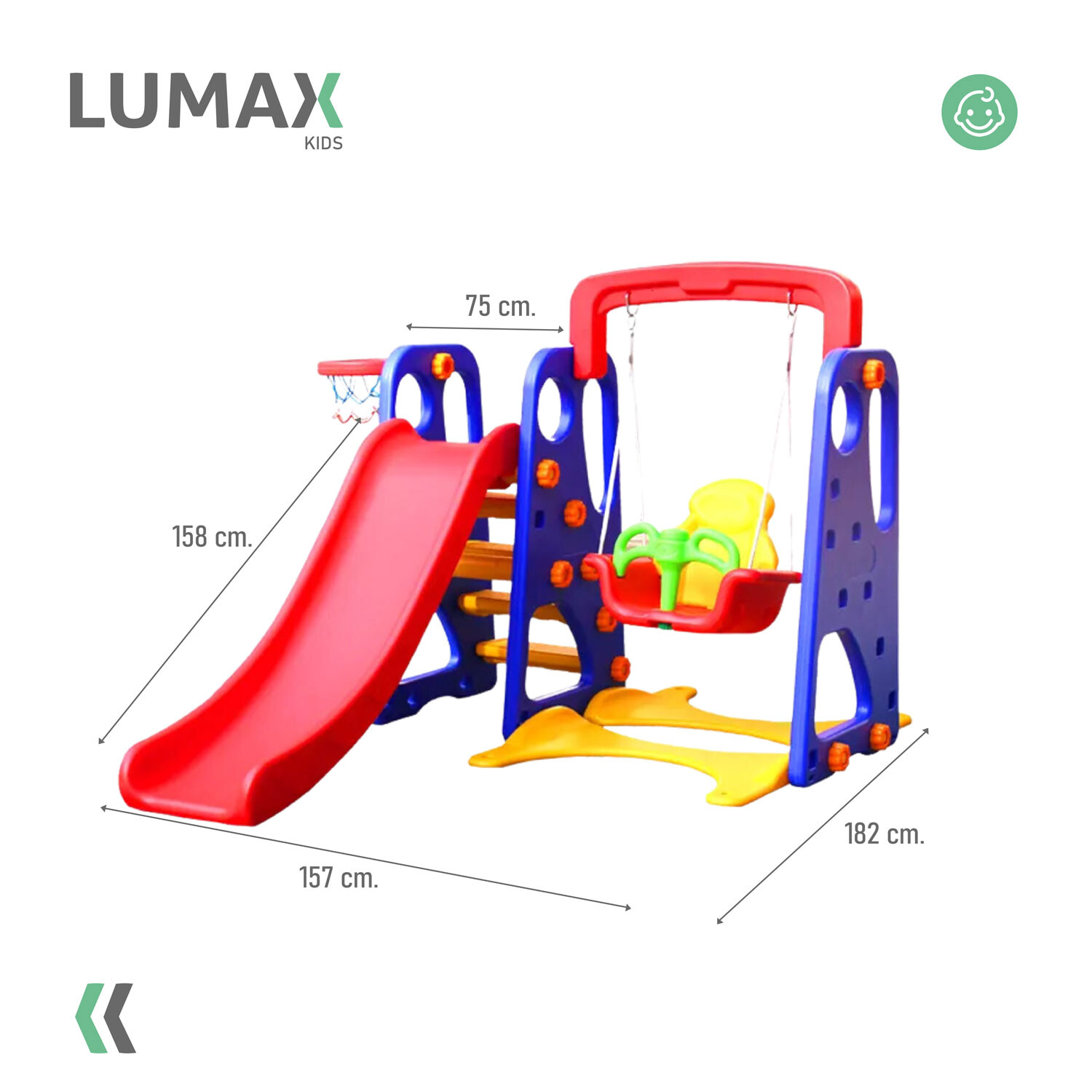 Hamaca Toboganes De Madera Set En Tobogán Hamaca Y Aro De Basquet - Main Image