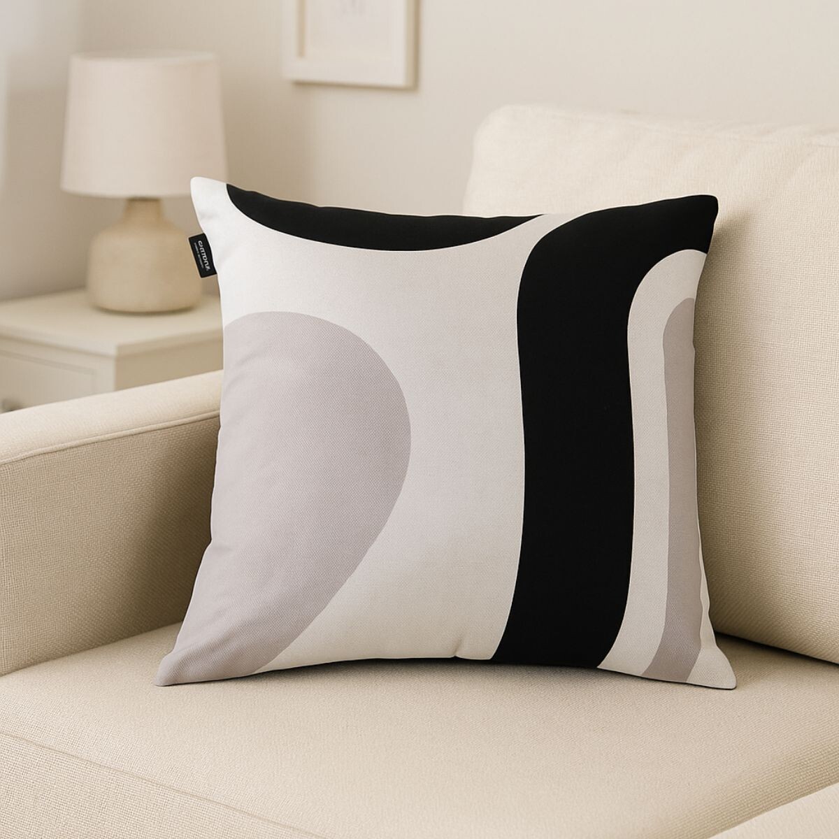 Funda de almohadones lisa 43 x 43 cm - RAYAS NEGRO Y GRIS 