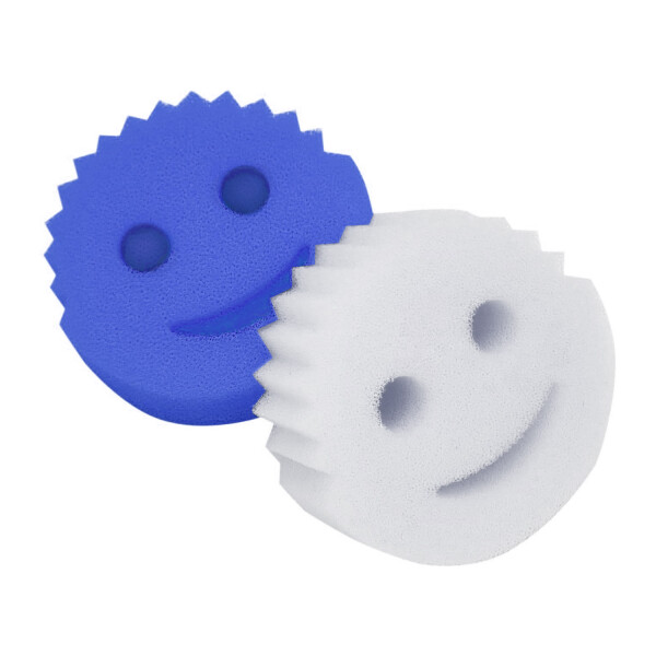 Esponjas Doble Cara Para Lavar Platos Vajilla Pack X2 Variante Color Blanco y Azul