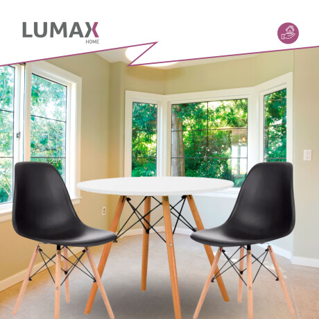 Juego de comedor Con Mesa Circular de 80cm + 2 Sillas Eames Negro