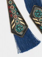 Pendientes Largos Étnicos Con Flecos multicolor