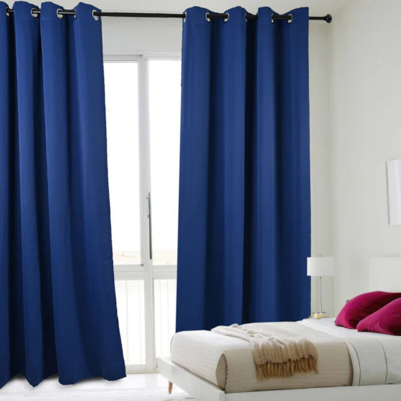 Cortinas Blackout 2 Paños 106cm X 160cm Satinado Calidad Azul