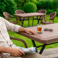 Mesa Comedor Plegable Exterior 1.20m + 4 Sillas Jardin Marrón