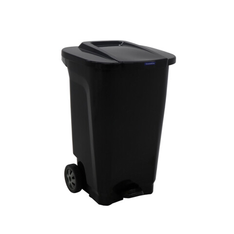 Basurero "T-FORCE" 100 lt. en ppl negro con ruedas -TRAMONTINA TD0454