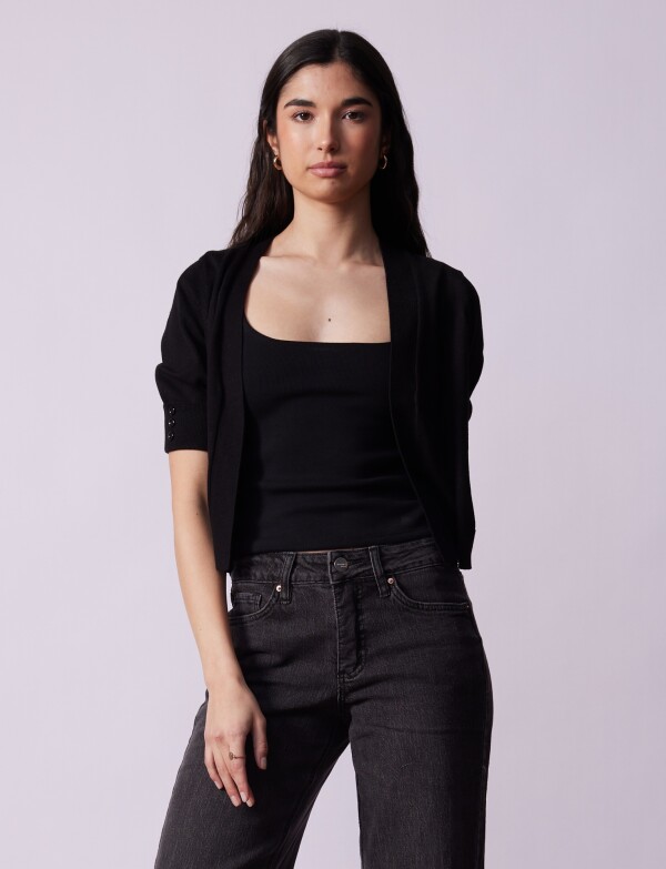 Cardigan Puño Botones NEGRO