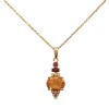 Conjunto Ganesha-Plata rodinada con micra oro 18k- Piedra Citrino, Granate y Brillante-CJ2001 Conpiedra
