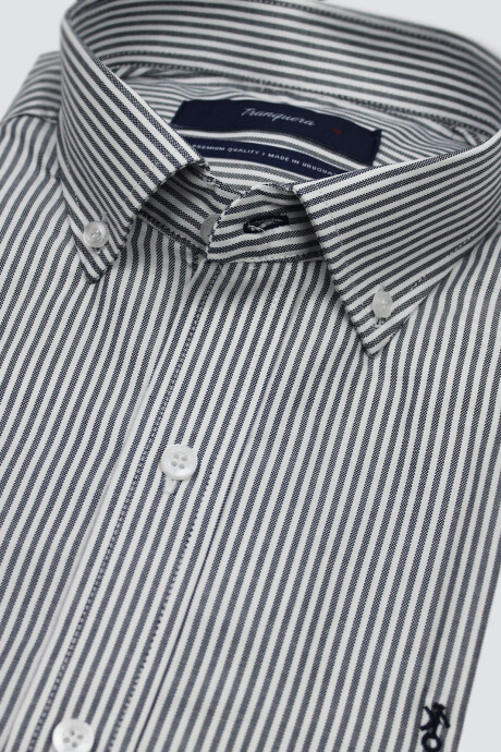 Camisa de Hombre Premium Rayada Raya Gris