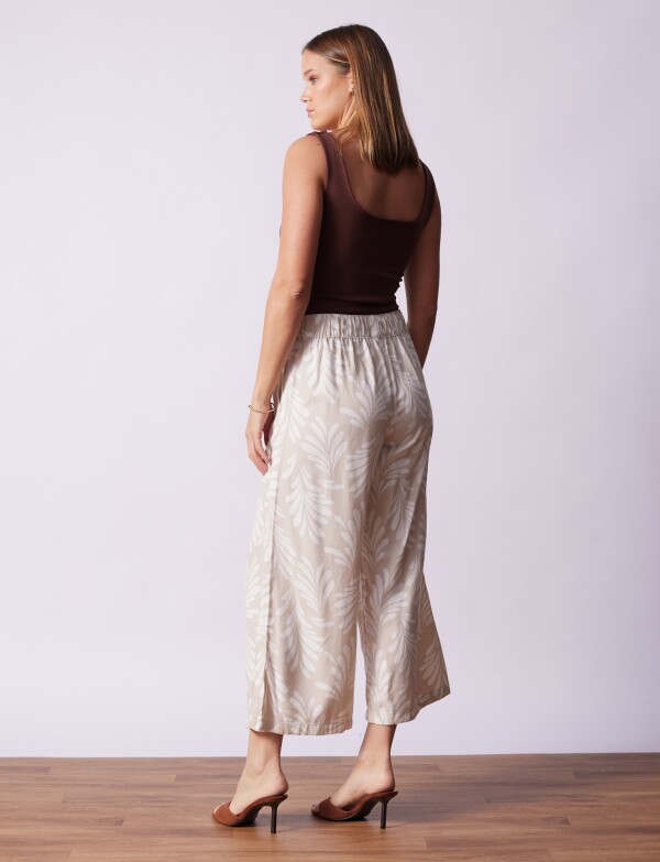 Pantalon Lino Crop BEIGE/MULTI