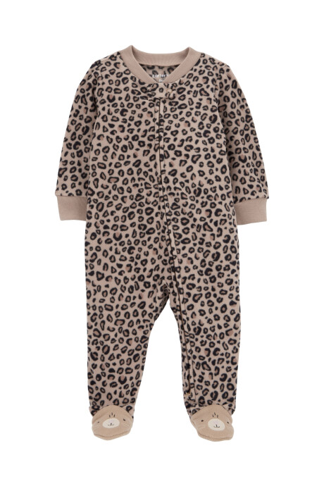 Pijama uno pieza de micropolar, con pie, diseño leopardo Sin color