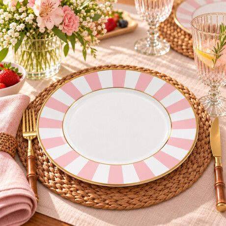 Juego de 6 Platos Llano de Ceramica Alleanza 29cm Stripe Rosa Juego de 6 Platos Llano de Ceramica Alleanza 29cm Stripe Rosa