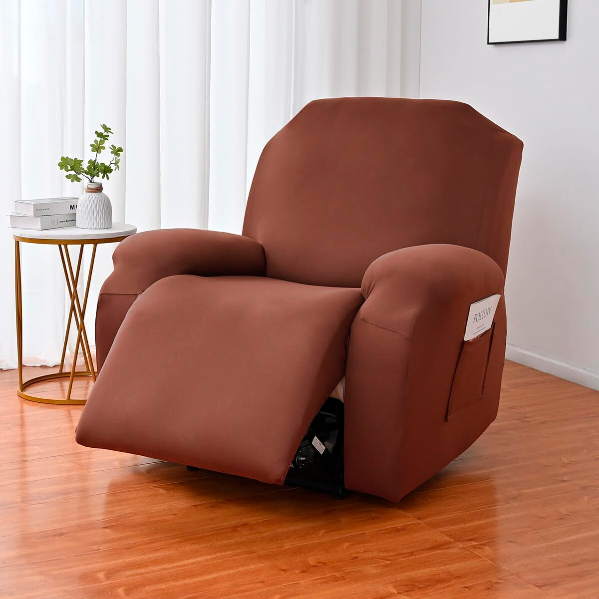 Funda sillón reclinable 1 cuerpo lisa - marrón 