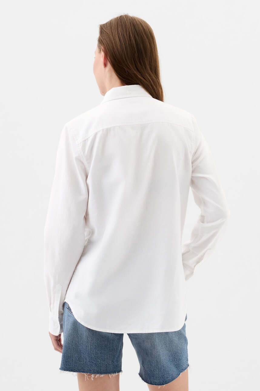 Camisa Con Bolsillo Logo Gap Mujer Optic White V6
