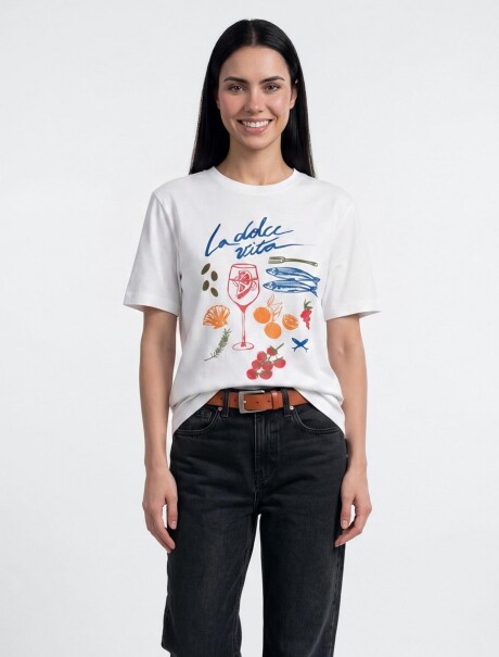 BLUSA ESTAMPADA DE MANGA CORTA BLANCO