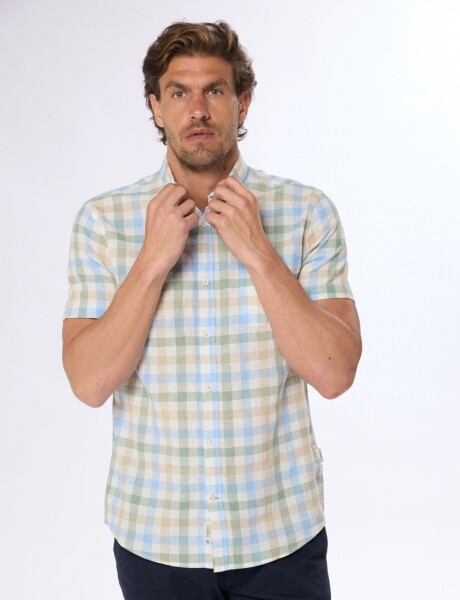 CAMISA DE LINO A CUADROS Verde