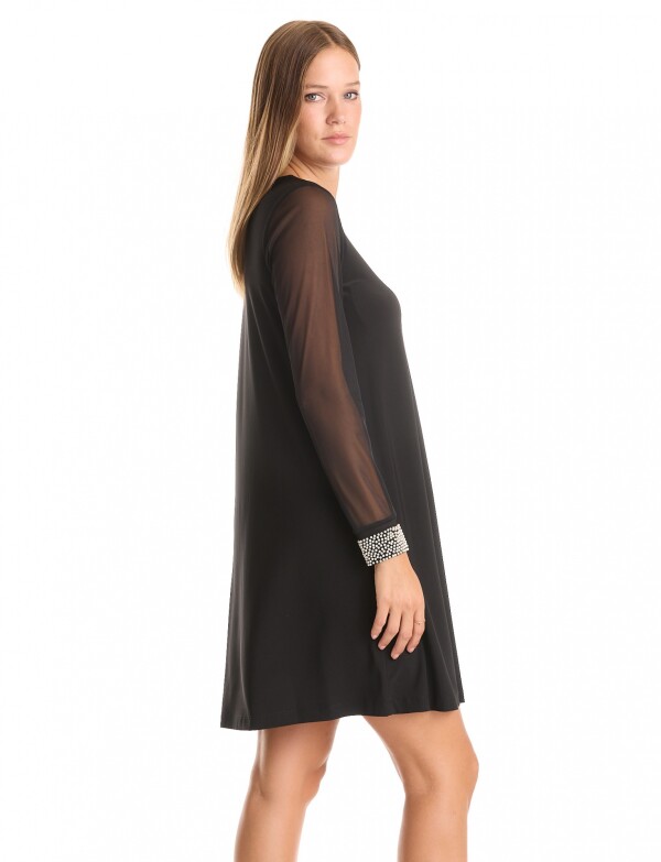 Vestido Transparencia & Pedrería NEGRO