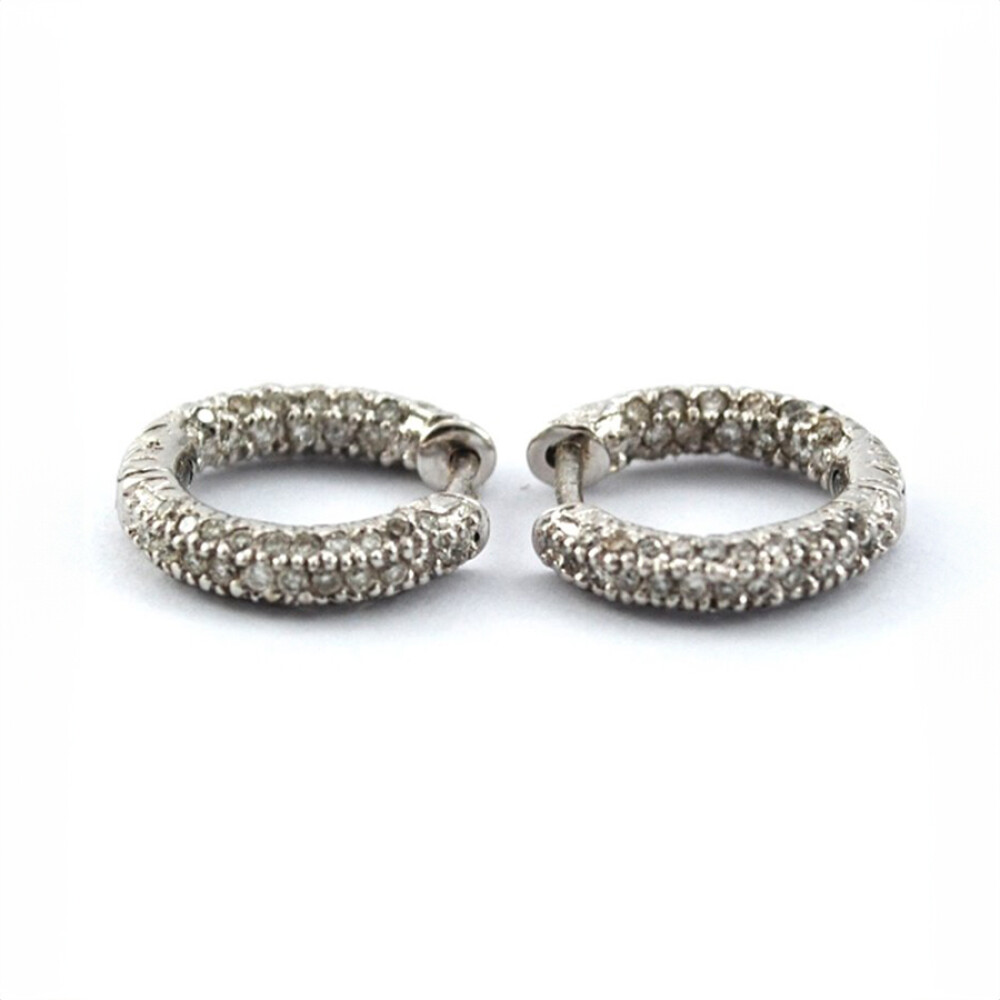 Aros Oro Blanco 18K Y Brillantes Aros Oro Blanco 18K Y Brillantes