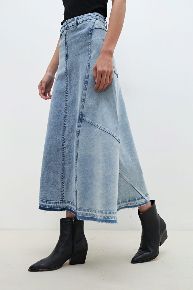 Maxi falda de jean bicolor jean medio