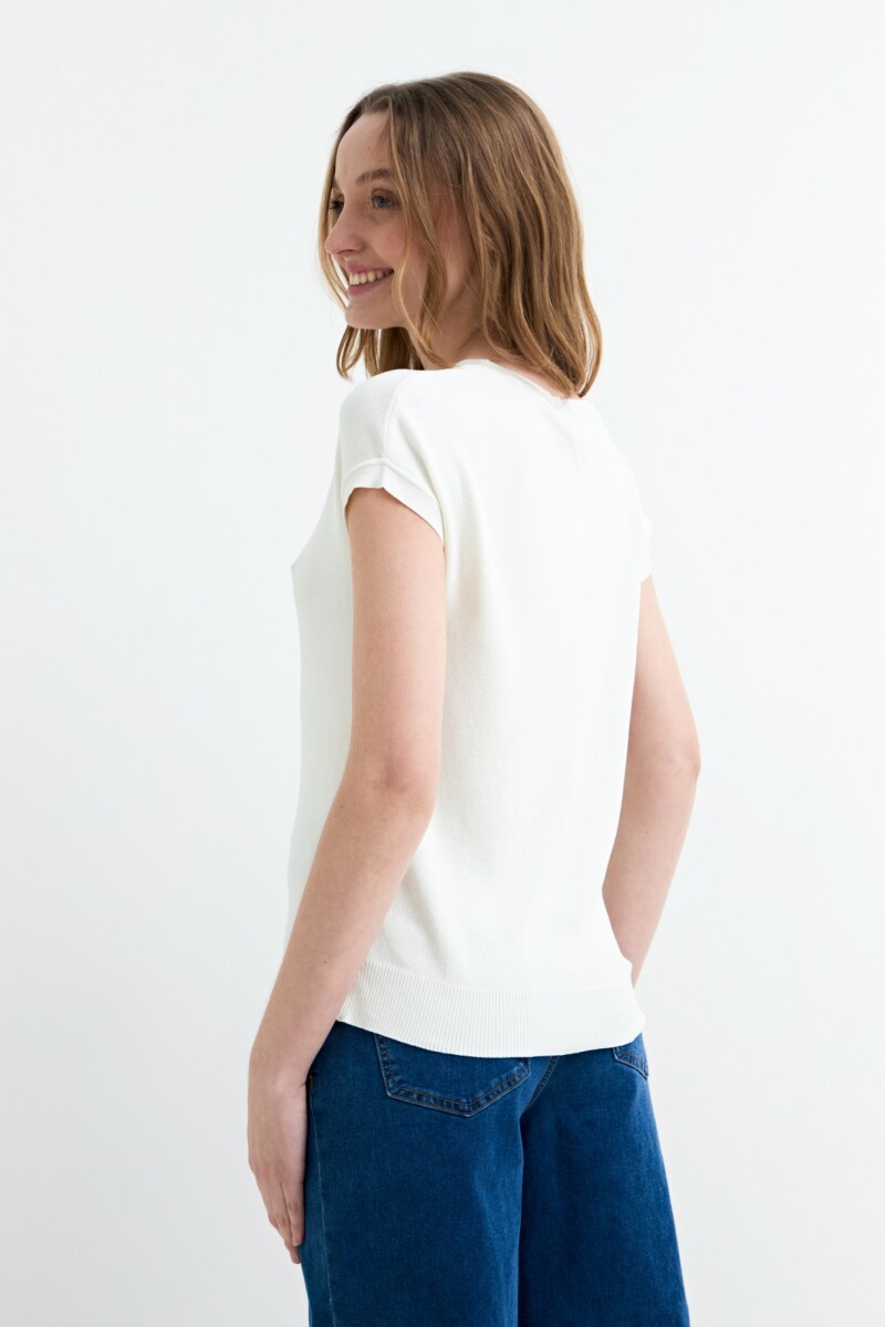 Sweater m/c escote V CRUDO