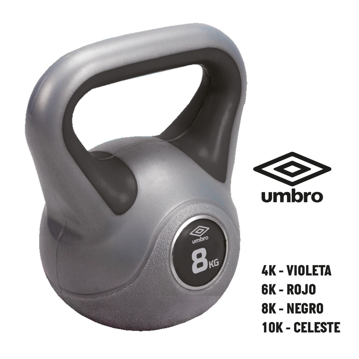 Pesa Rusa Umbro Kettlebell 8 kg - Gris - Negro 