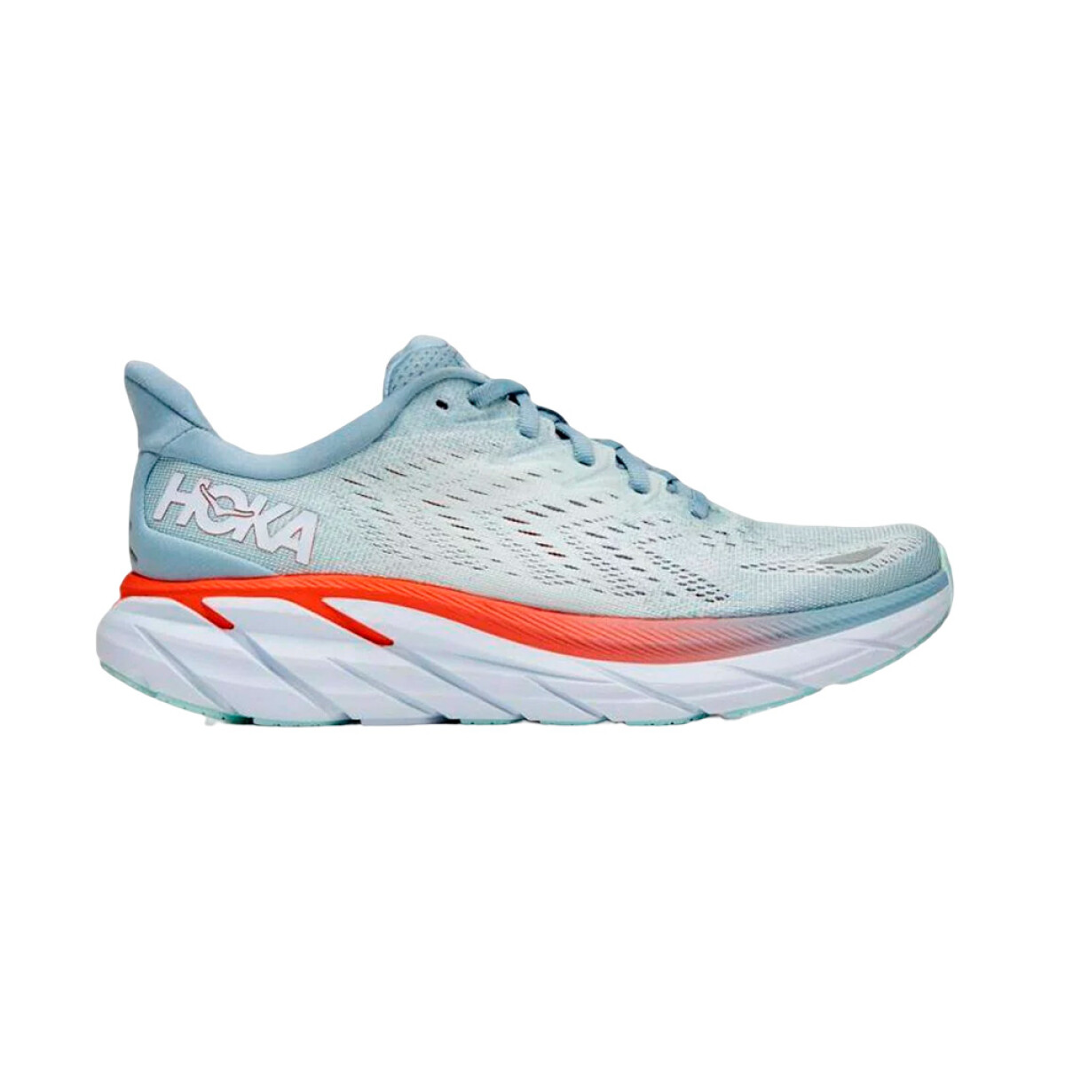 HOKA W CLIFTON 8 - Light Blue & Orange 
