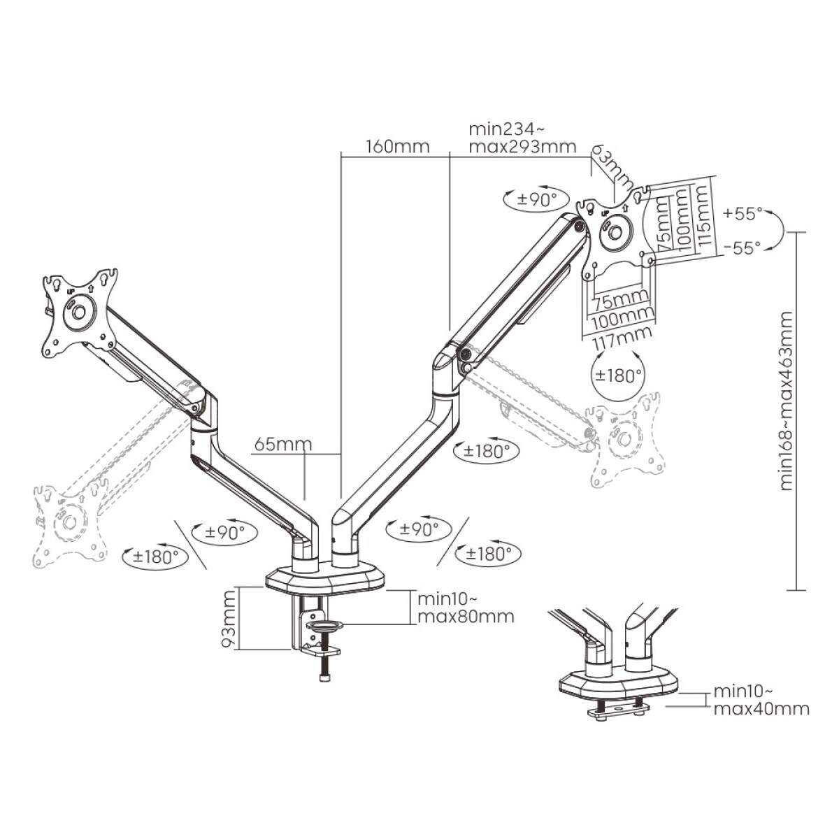 Soporte para Monitor Doble Gaming 17-32 LDT63-C024G 