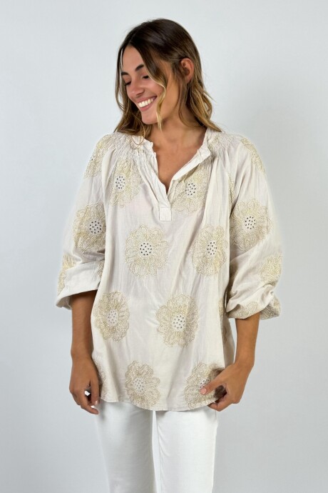 BLUSA FLOR Beige