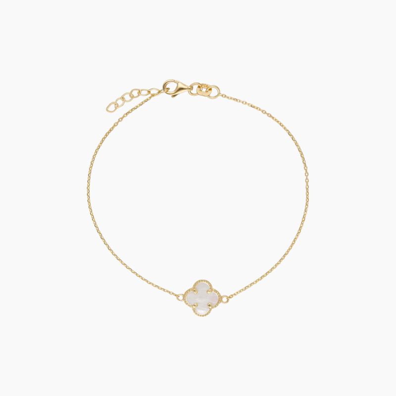 Pulsera en oro 18K estilo Van Cleef con nácar Pulsera En Oro 18k Estilo Van Cleef Con Nácar