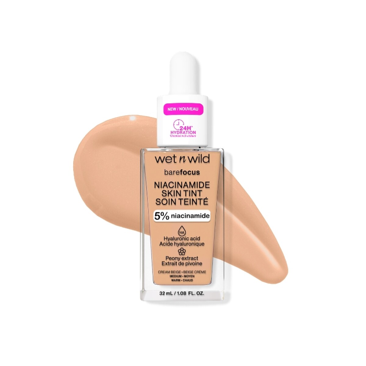 Wet n Wild Base con Niacinamida 5% Y Ácido Hialurónico - Tono Medium 1116319 