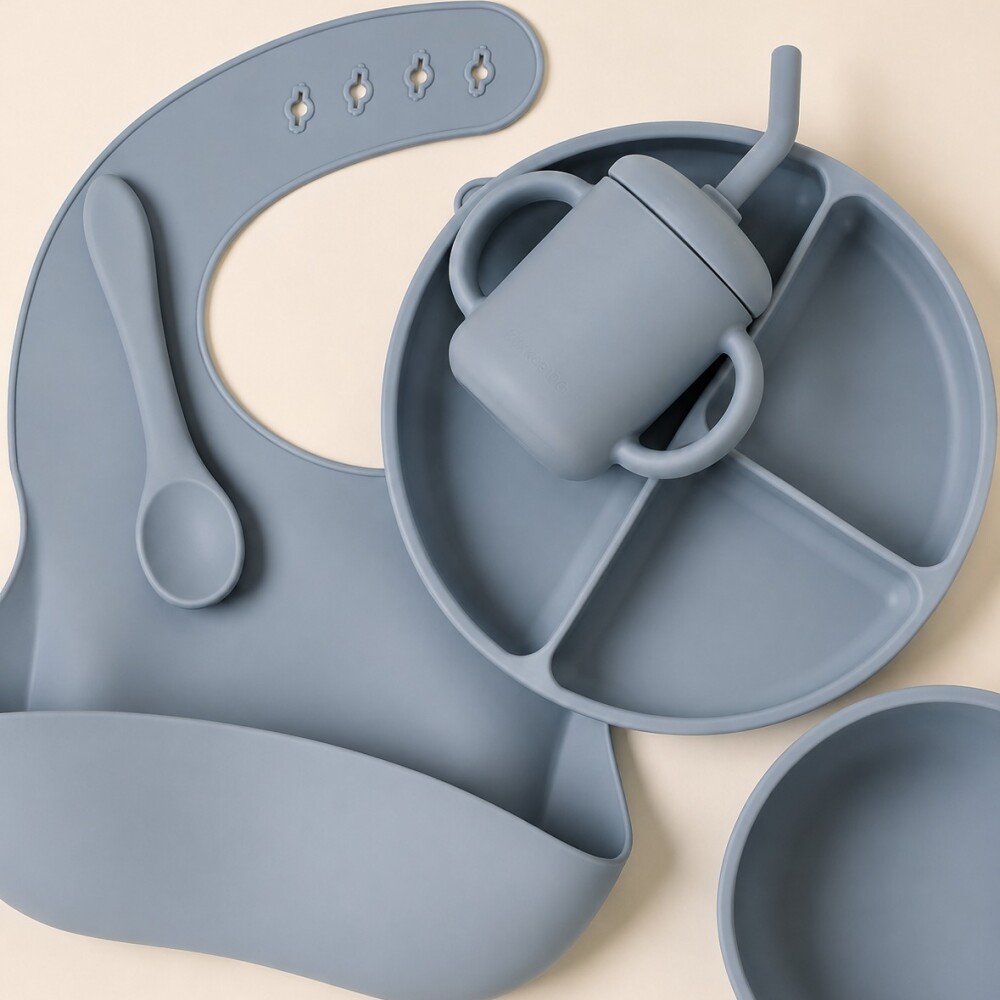 Set alimentacion silicona HUANGER celeste