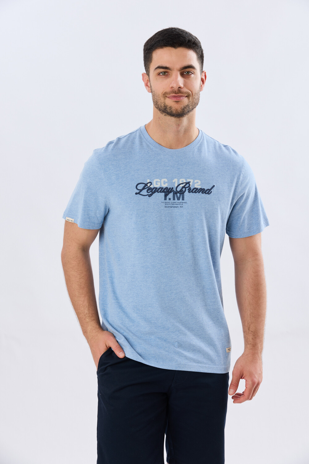 REMERA ESTAMPADA DE ALGODÓN Celeste