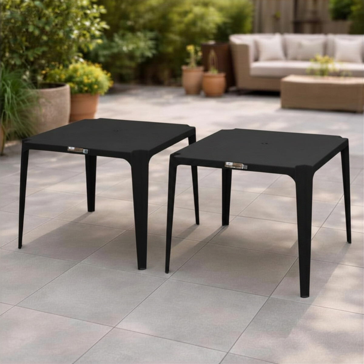 Set x2 Mesa cuadrada 70 x 70 cm Bela Vista - NEGRO 