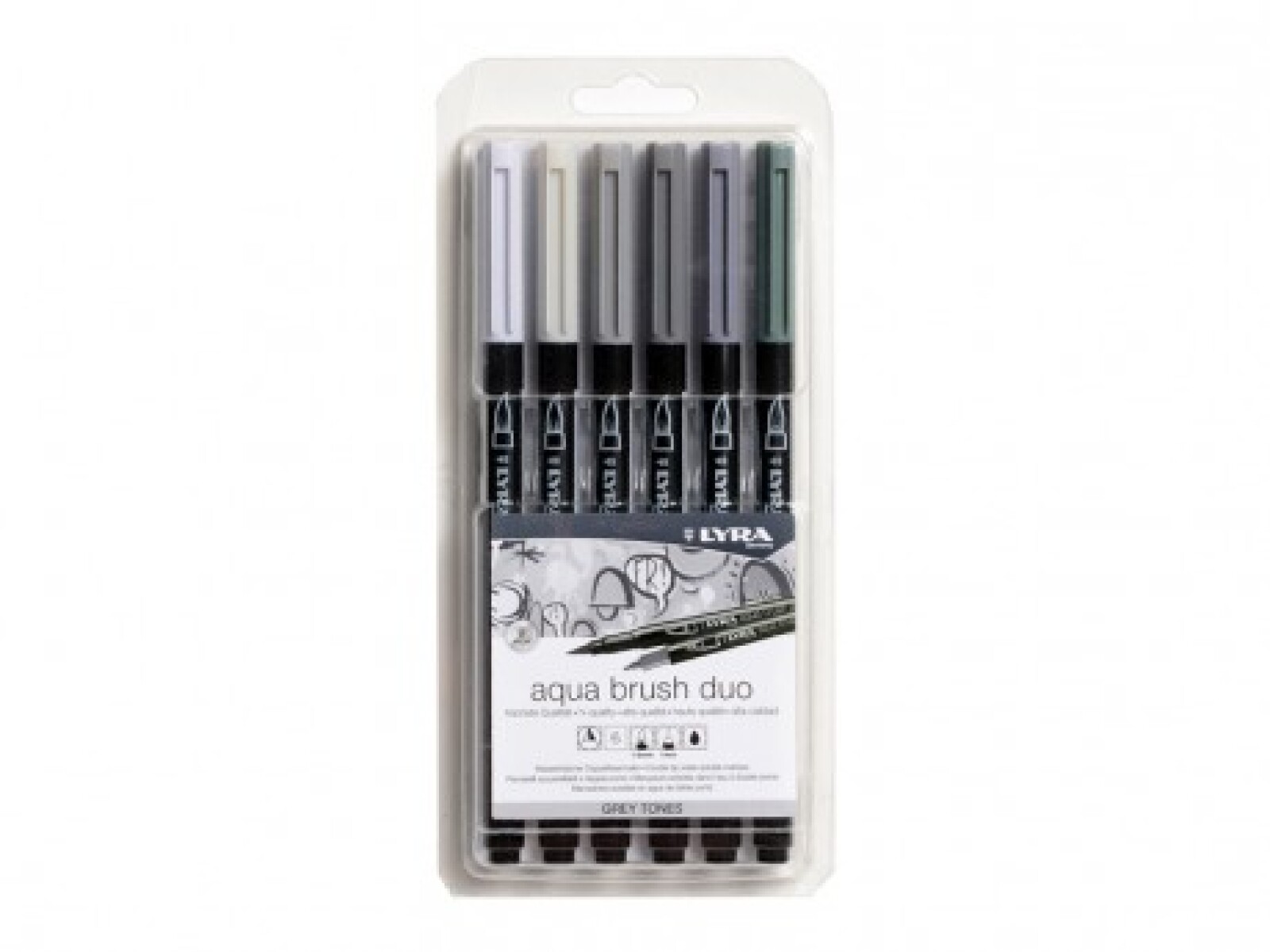 Marcador LYRA AQUA BRUSH DUO x 6 gris 
