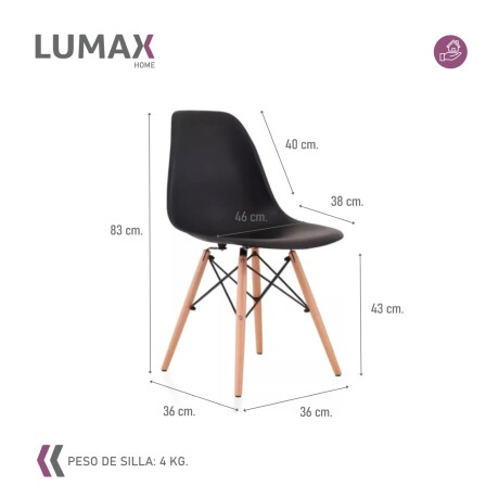 Silla De Comedor Eames Pack 2 Unidades Varios Colores Lumax Negro