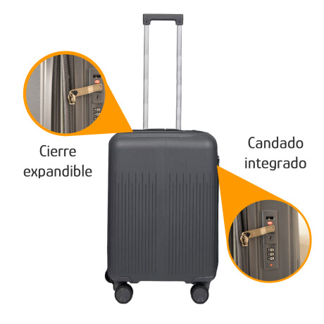 Set Valija CarryOn Rigida + Almohadón Cervical Memoria Negro Gris Oscuro